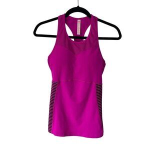Lucy Womens Pink Racerback Athletic Tank Top Striped Sides Size S Stretch Fitted